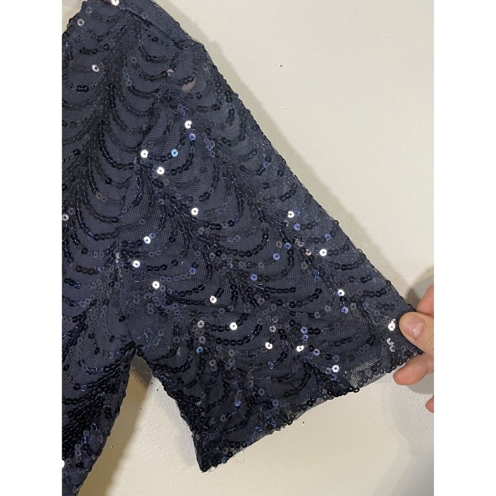 Festive Sequin Romper Blue S Festival Fairy Whimsical Preppy Resort Classic Chic - Picture 4 of 10